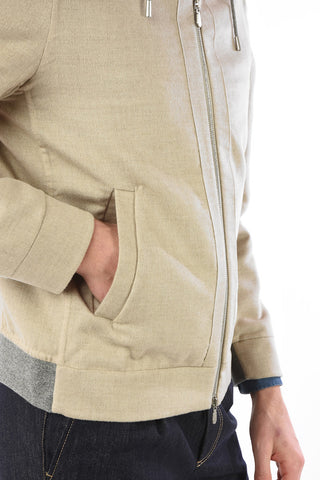 Cashmere and Silk Hooded Jacket with Zip Closure