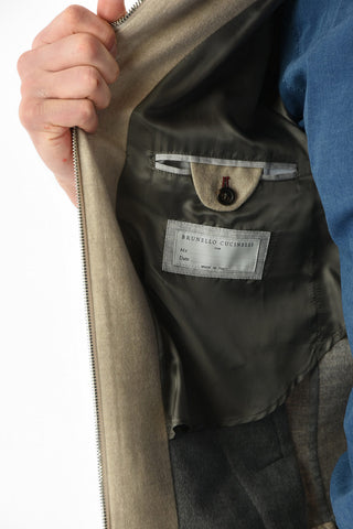 Cashmere and Silk Hooded Jacket with Zip Closure