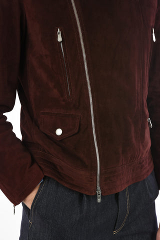 Suede Jacket with Zip Closure
