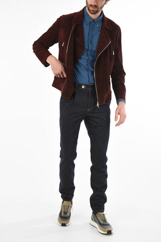 Suede Jacket with Zip Closure