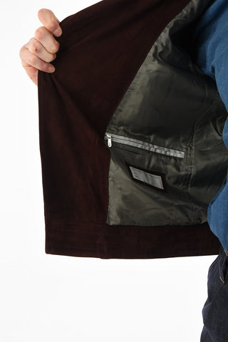 Suede Jacket with Zip Closure