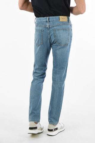 ZZEGNA Jeans Slim Fit in Cotone Stretch con Passanti Cintura 17.5 cm