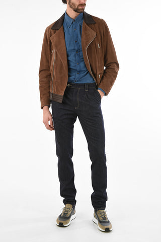 Suede Jacket with Zip Closure 