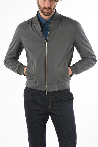 Giubbotto Reversibile in Pelle con Chiusura Zip