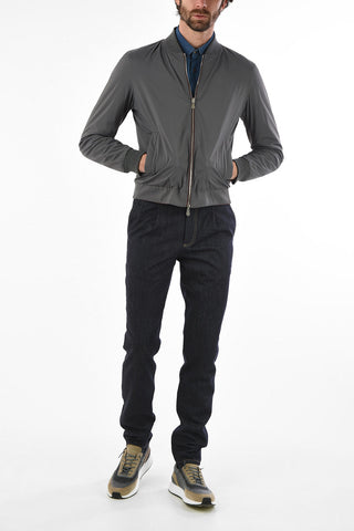Giubbotto Reversibile in Pelle con Chiusura Zip