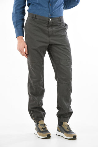 Stretch Cotton Pants with Ankle Zip