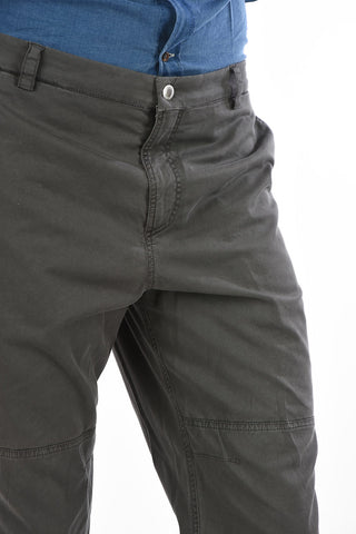 Stretch Cotton Pants with Ankle Zip