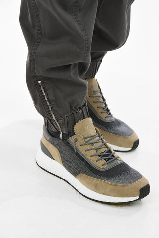 Stretch Cotton Pants with Ankle Zip