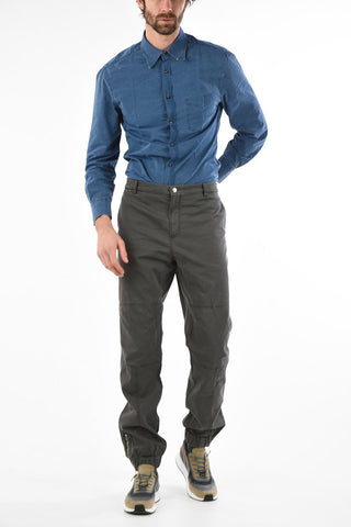Stretch Cotton Pants with Ankle Zip