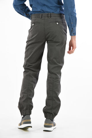 Stretch Cotton Pants with Ankle Zip