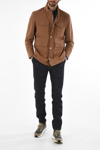 Multi-Pocket Jacket with Zip and Button Closure