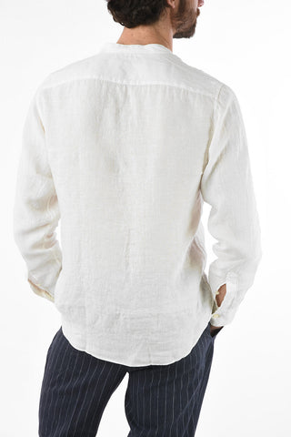 ZZEGNA Linen Slim Fit Collarless Shirt