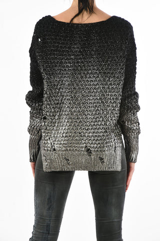 lurex M-CLOK chocker sweater with distressed detail