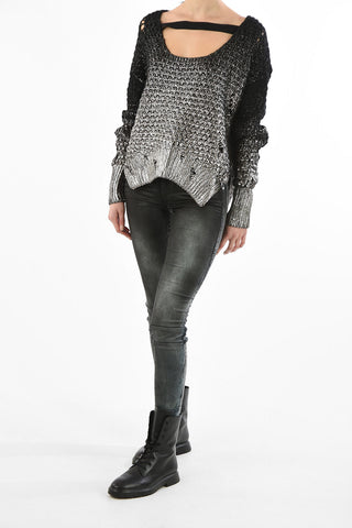 lurex M-CLOK chocker sweater with distressed detail