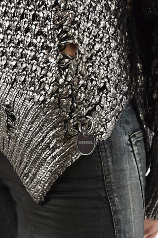 lurex M-CLOK chocker sweater with distressed detail