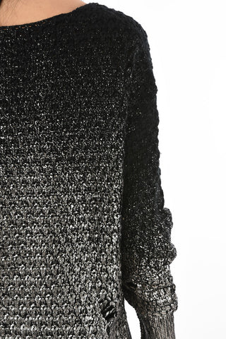 lurex M-CLOK chocker sweater with distressed detail