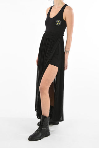 double split-side hem accordion maxi D-TEHEI dress
