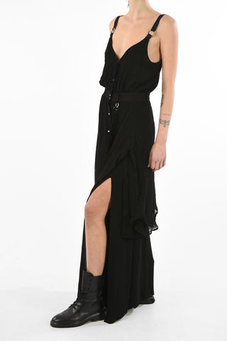 v-neck double split-side hem maxi D-DEMI dress
