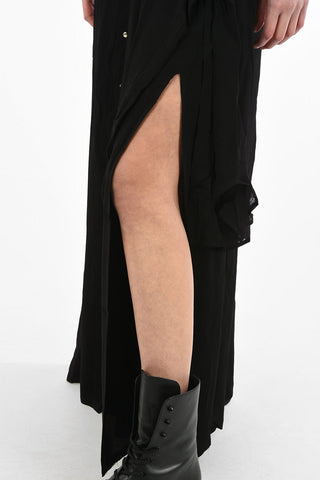 v-neck double split-side hem maxi D-DEMI dress