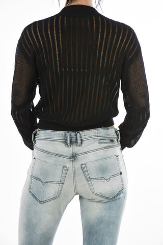 Flax Blend M-NICO Sheer Crop Cardigan with Zip Closure