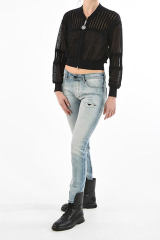 Flax Blend M-NICO Sheer Crop Cardigan with Zip Closure