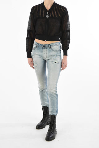 Flax Blend M-NICO Sheer Crop Cardigan with Zip Closure