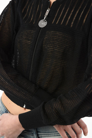 Flax Blend M-NICO Sheer Crop Cardigan with Zip Closure