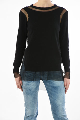 Sheer details M-PAULE crew-neck sweater