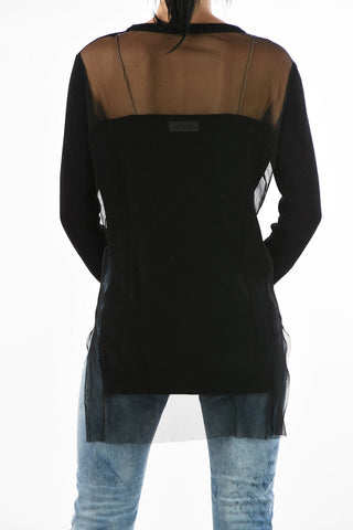Sheer details M-PAULE crew-neck sweater