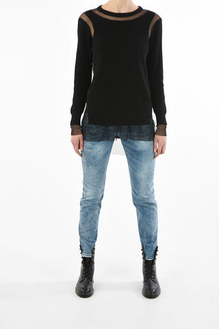 Sheer details M-PAULE crew-neck sweater