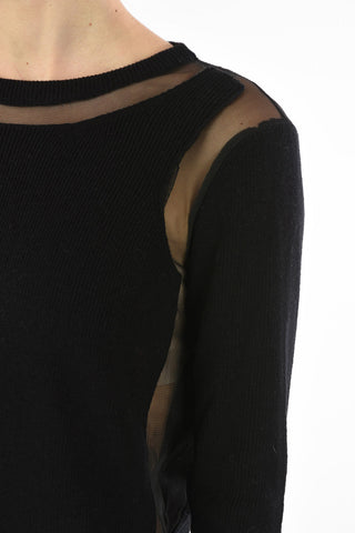 Sheer details M-PAULE crew-neck sweater