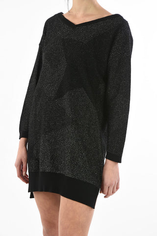 v-neck long sleeve lurex mini M-STARRY dress