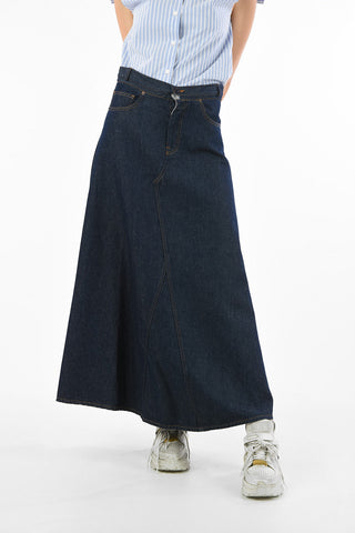 MM6 High Waist Denim Maxi Skirt
