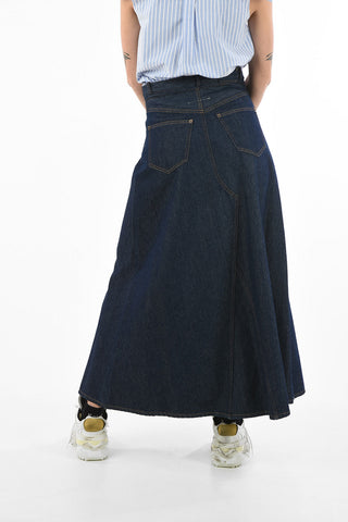 MM6 High Waist Denim Maxi Skirt