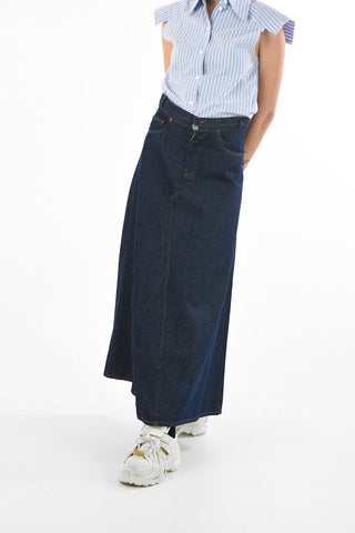 MM6 High Waist Denim Maxi Skirt