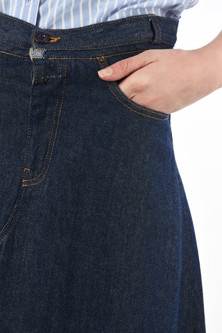 MM6 High Waist Denim Maxi Skirt