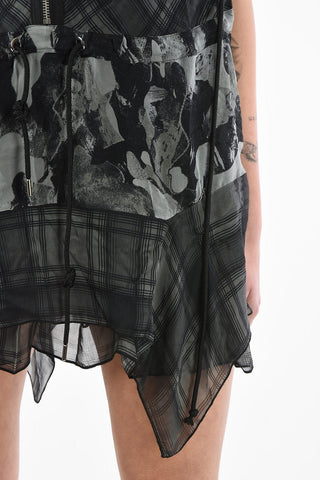 half zip plaid micro D-DELFY-B dress with lace-up details