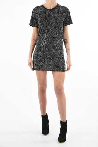 Mini vestito attillato D-ARY con strass manica corta