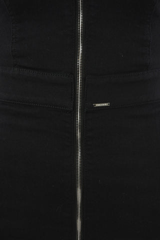 Full Zip denim mini R-VEST bodycon dress with Lace-up Detail