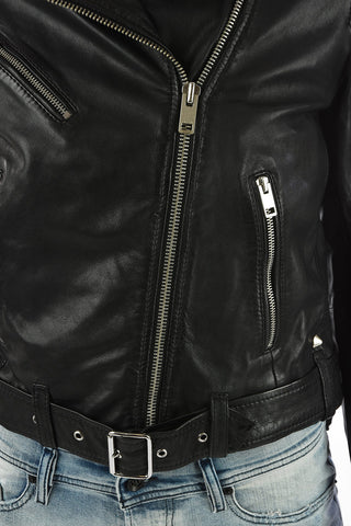 Leather Crop L-TAMMY Biker Jacket