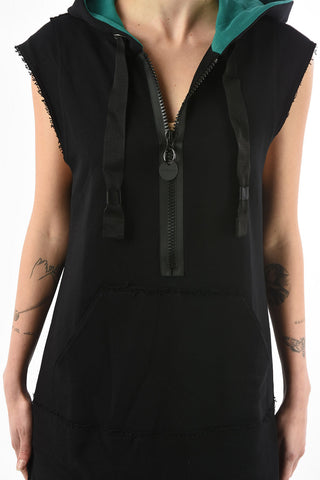 double split-side hem Sweat knee length D-KYLI dress with Hood