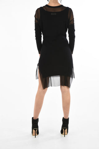 Sheer Details Knit M-GAUTIERR Mini Bodycon Dress