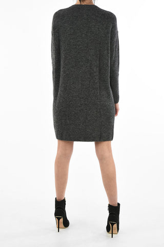 plunging neckline knit mini M-SOFTY dress