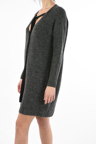 plunging neckline knit mini M-SOFTY dress
