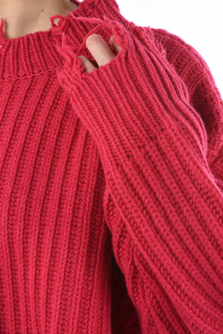 Vintage Effect Cable Knit M-KIX Crop Sweater