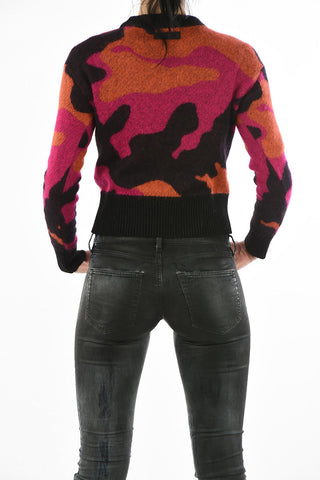 Camouflage crop M-PIC crew-neck sweater