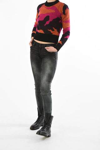 Camouflage crop M-PIC crew-neck sweater