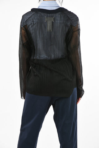 MM0 Lurex Sheer V-Neck Sweater