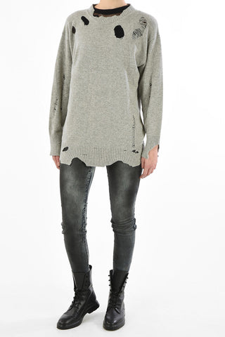 Distressed Details Oversize M-PURE Sweater