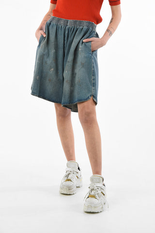 MM6 Vintage Effect Wide Shorts with Drawstring Waist
